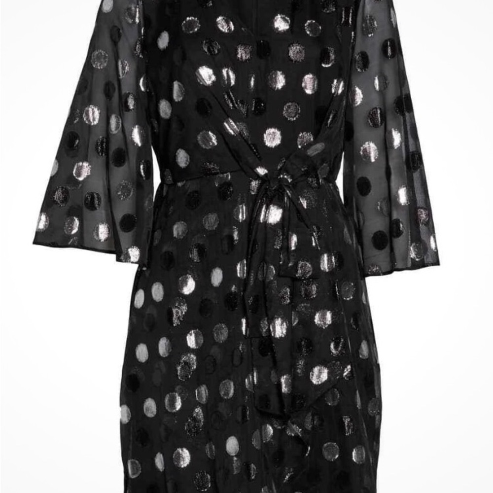 Chic Black Dress with Silver Polka Dots